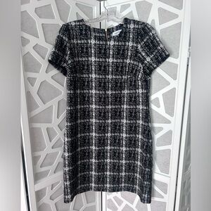 Calvin Klein Black and White Tweed Midi Dress. NWT
